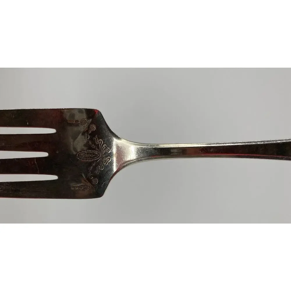 3 VTG Oneida Community Silver ADAM Silverplate Meat Serving Fork 1917 Monogramed